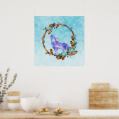 Waterverf Wolf Howling in een Boho Style Wreater Poster (Keuken)