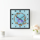 Waterverf Wolf Howling in een Boho Style Wreater Vierkante Klok (Huis)