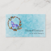 Waterverf Wolf Howling in een Boho Style Wreater Visitekaartje (Voorkant)