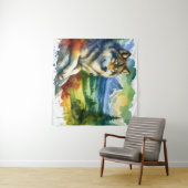 Waterverf wolf in de Natuur Wandkleed (In Situ (horizontaal))