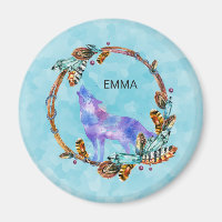 Waterverf Wolf met een Boho Style Wreath Custom