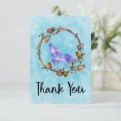 Waterverf Wolf met een Boho Style Wreath Dank je Bedankkaart (Staand voorkant)