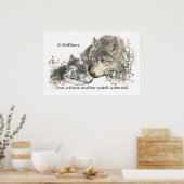 Waterverf Wolf Mom Love Fierce Watch Eternal Poster (Keuken)