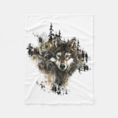 Waterverf Wolf Mountain Animal Art Fleece Deken (Voorkant)