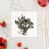 Waterverf Wolf Mountain Animal Natuur kunst Servetten (Insitu)