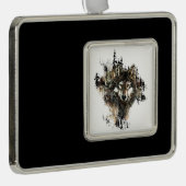 Waterverf Wolf Mountain Wilderness Animal Art Verzilverd Omlijst Ornament (Rechts)