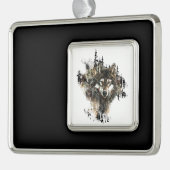 Waterverf Wolf Mountain Wilderness Animal Art Verzilverd Omlijst Ornament (Links)