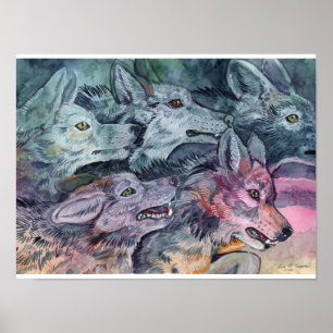 Waterverf Wolf Pack Poster