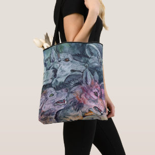 Waterverf Wolf Pack Tote Bag