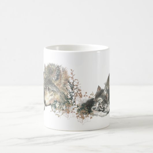 Waterverf Wolf Parent Cubs Koffiemok (Center)