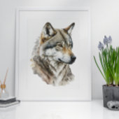 Waterverf Wolf Portrait art Poster