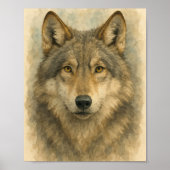 Waterverf Wolf Portret Poster (Voorkant)