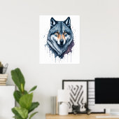 Waterverf Wolf Poster (Thuiskantoor)