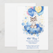 Waterverf Wolf Pup Baby shower Uitnodiging (Voorkant / Achterkant)