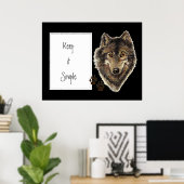 Waterverf Wolf Quote "Eenvoudig houden" Poster (Thuiskantoor)
