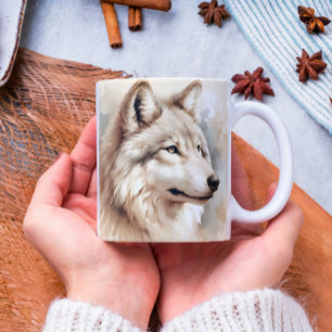 Waterverf Wolf Spirit - Mystieke dieren in het wil Koffiemok