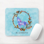 Waterverf Wolf staat in een Boho Style Wreater Muismat (Met muis)