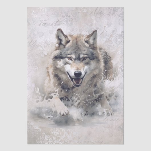 Waterverf Wolf Tissuepapier (Voorkant)