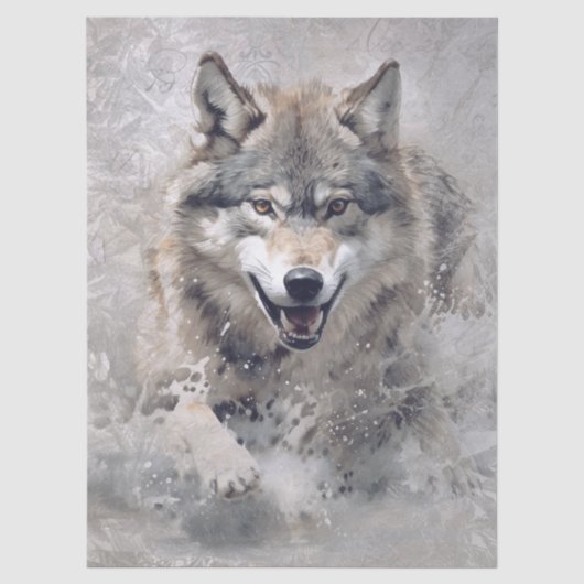 Waterverf Wolf Tissuepapier (Voorkant)