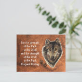 Waterverf Wolf Track Quote door Kipling Briefkaart (Staand voorkant)