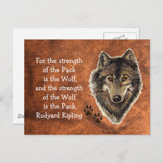 Waterverf Wolf Track Quote door Kipling Briefkaart (Voorkant / Achterkant)