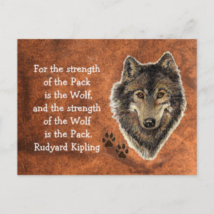 Waterverf Wolf Track Quote door Kipling Briefkaart