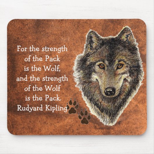 Waterverf Wolf Track Quote door Kipling Muismat (Voorkant)