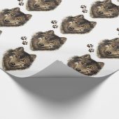 Waterverf Wolf & Tracks Dierlijke Natuur Kunst Cadeaupapier (Hoek)