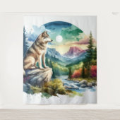 Waterverf Wolf Wandkleed (Voorkant)