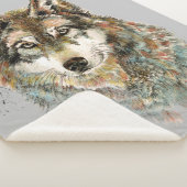 Waterverf Wolf Wildlife Animal Natuur Art Sherpa Deken (3/4)