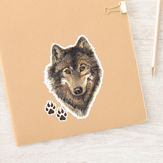Waterverf Wolf Wildlife Animal Natuur Art Sticker (Notitieboek)