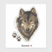Waterverf Wolf Wildlife Animal Natuur Art Sticker (Vel)