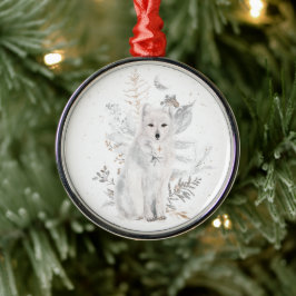 Waterverf Wolf Winter Greenery Ornament