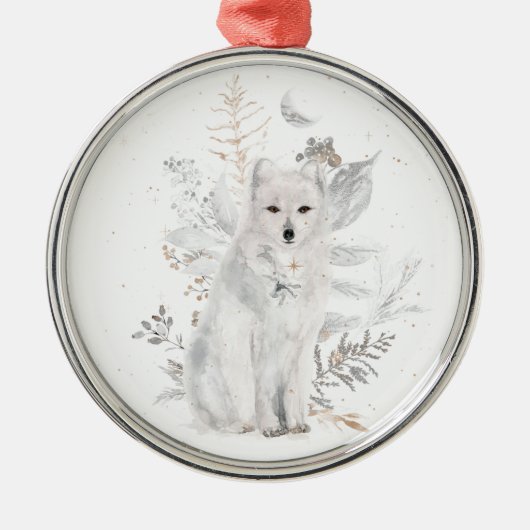 Waterverf Wolf Winter Greenery Ornament (Voorkant)
