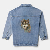 Waterverf Wolf Wolven Dier Natuur Kunst Denim Jacket (Achterkant)
