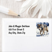 Waterverf Wolf Wolven Dierlijke Natuur Wildlife Ar Etiket (Insitu)