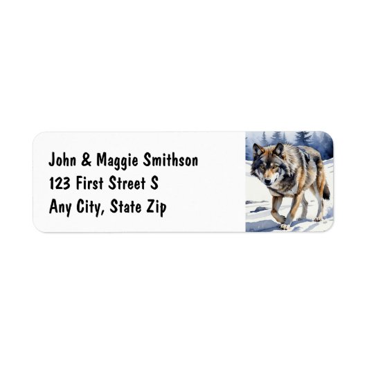 Waterverf Wolf Wolven Dierlijke Natuur Wildlife Ar Etiket (Voorkant)