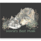 Waterverf Wolf World's beste mama en Cubs Sticker (Voorkant)