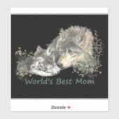 Waterverf Wolf World's beste mama en Cubs Sticker (Vel)