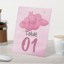 Waterverf Wolk Baby Meisje Shower Tafel Nummers