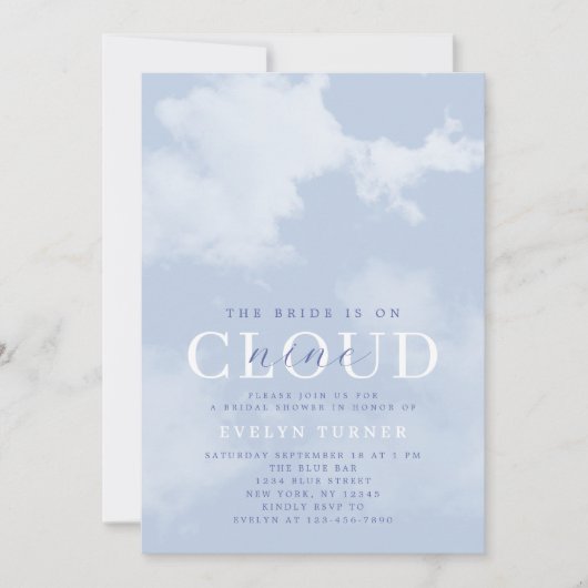 Waterverf wolk negen blauw wit Vrijgezellenfeest Kaart (Voorkant)