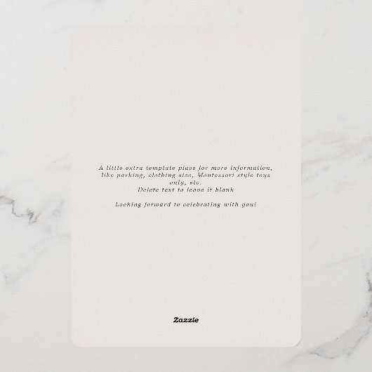 Waterverf Wolken Blauw Grijs Jongen Baby shower Go Folie Uitnodiging (Achterkant)