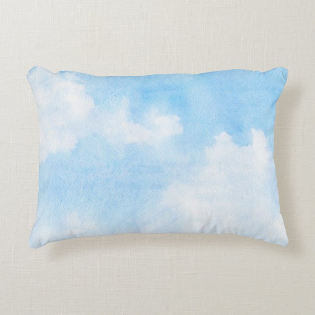 Waterverf wolken en achtergrond accent kussen (Voorkant)