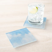 Waterverf wolken en achtergrond glazen onderzetter (Schuin)