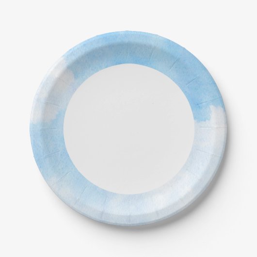 Waterverf wolken en achtergrond papieren bordje (Voorkant)