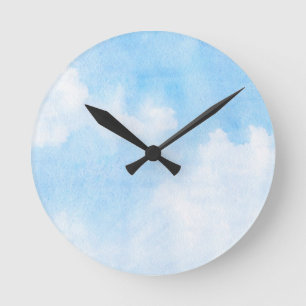 Waterverf wolken en achtergrond ronde klok