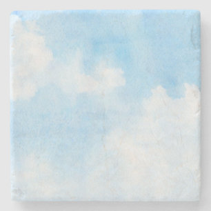 Waterverf wolken en achtergrond stenen onderzetter