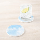 Waterverf wolken en achtergrond zandsteen onderzetter (Zijkant)