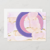 Waterverf wolken in roze en gouden, lila halo kuns briefkaart (Voorkant / Achterkant)