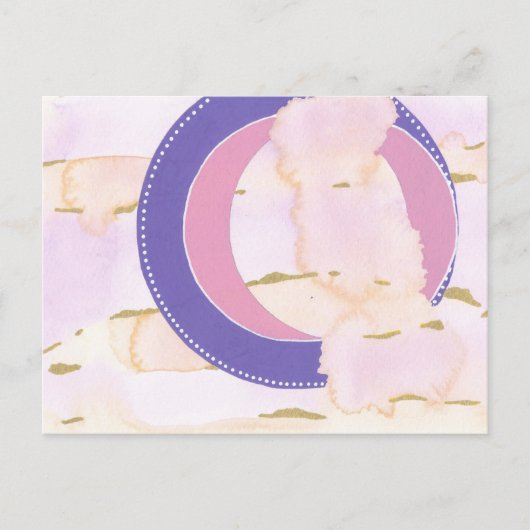 Waterverf wolken in roze en gouden, lila halo kuns briefkaart (Voorkant)